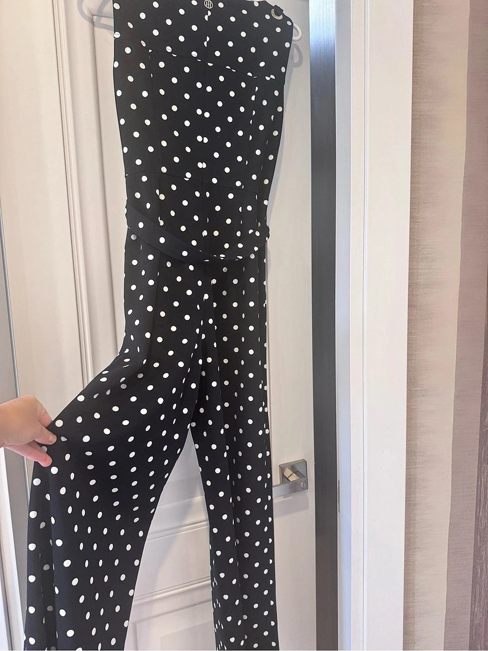 Tommy Hilfiger Polka-Dot Wide-Leg Jumpsuit Black & White Size 4